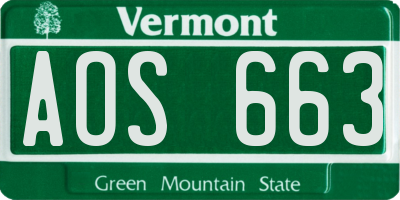 VT license plate AOS663