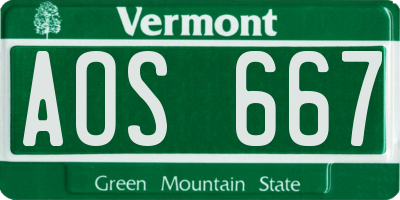 VT license plate AOS667