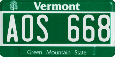 VT license plate AOS668
