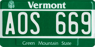 VT license plate AOS669