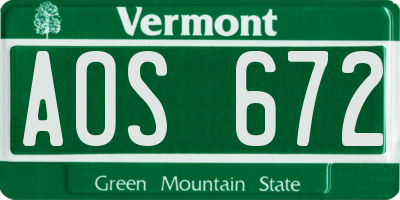 VT license plate AOS672