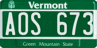 VT license plate AOS673