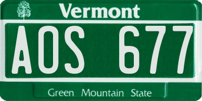 VT license plate AOS677