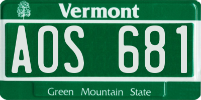 VT license plate AOS681