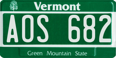 VT license plate AOS682
