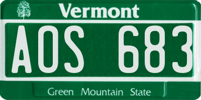 VT license plate AOS683