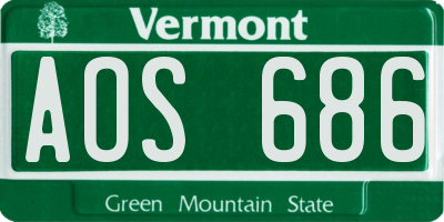 VT license plate AOS686