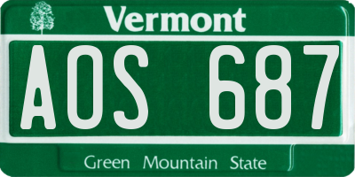 VT license plate AOS687
