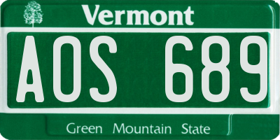 VT license plate AOS689