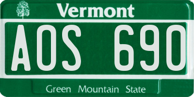 VT license plate AOS690