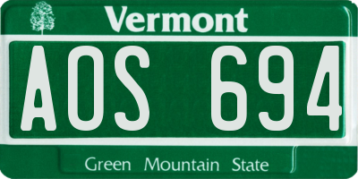 VT license plate AOS694
