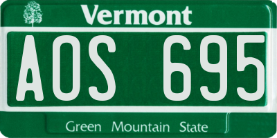 VT license plate AOS695