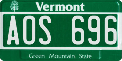 VT license plate AOS696
