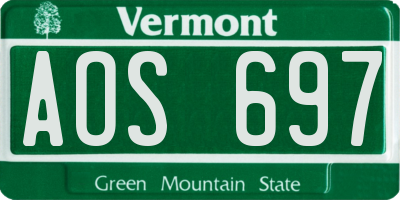 VT license plate AOS697