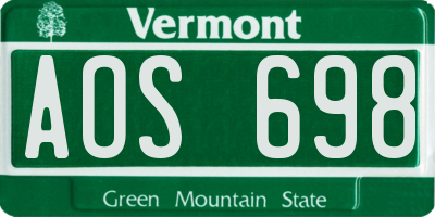 VT license plate AOS698