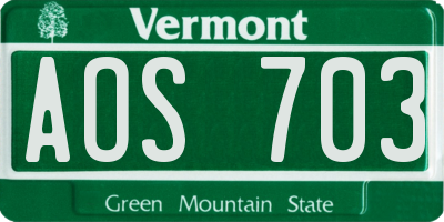 VT license plate AOS703