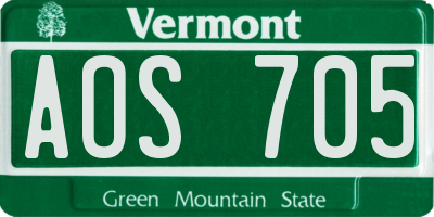 VT license plate AOS705