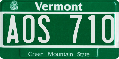 VT license plate AOS710