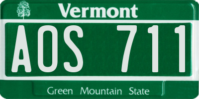 VT license plate AOS711