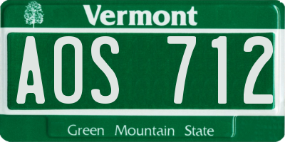 VT license plate AOS712