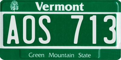 VT license plate AOS713