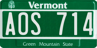VT license plate AOS714