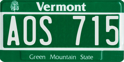 VT license plate AOS715