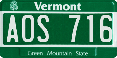 VT license plate AOS716