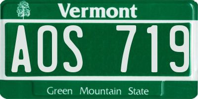 VT license plate AOS719
