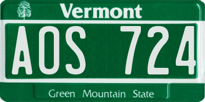 VT license plate AOS724