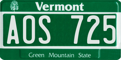 VT license plate AOS725
