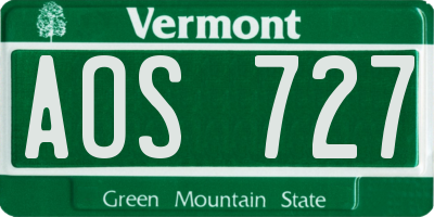 VT license plate AOS727