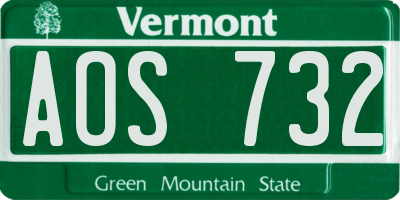 VT license plate AOS732