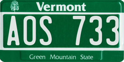 VT license plate AOS733