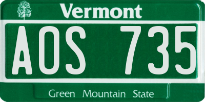 VT license plate AOS735