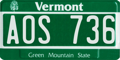 VT license plate AOS736