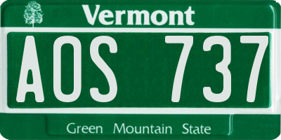 VT license plate AOS737