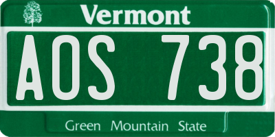 VT license plate AOS738