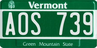 VT license plate AOS739