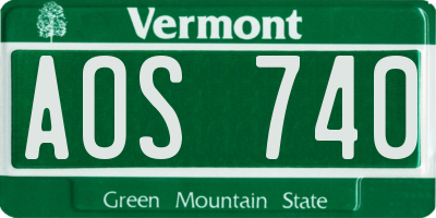 VT license plate AOS740