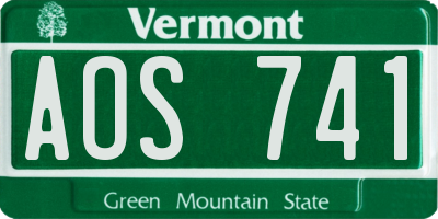 VT license plate AOS741