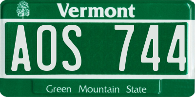 VT license plate AOS744