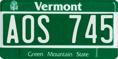 VT license plate AOS745