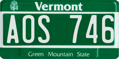 VT license plate AOS746