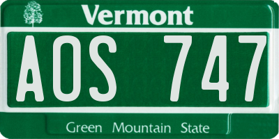 VT license plate AOS747