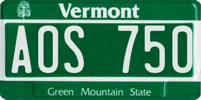 VT license plate AOS750