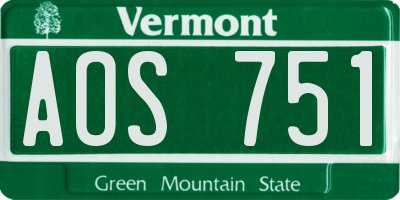 VT license plate AOS751