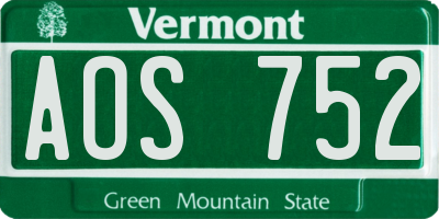 VT license plate AOS752