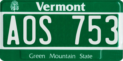 VT license plate AOS753