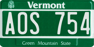VT license plate AOS754